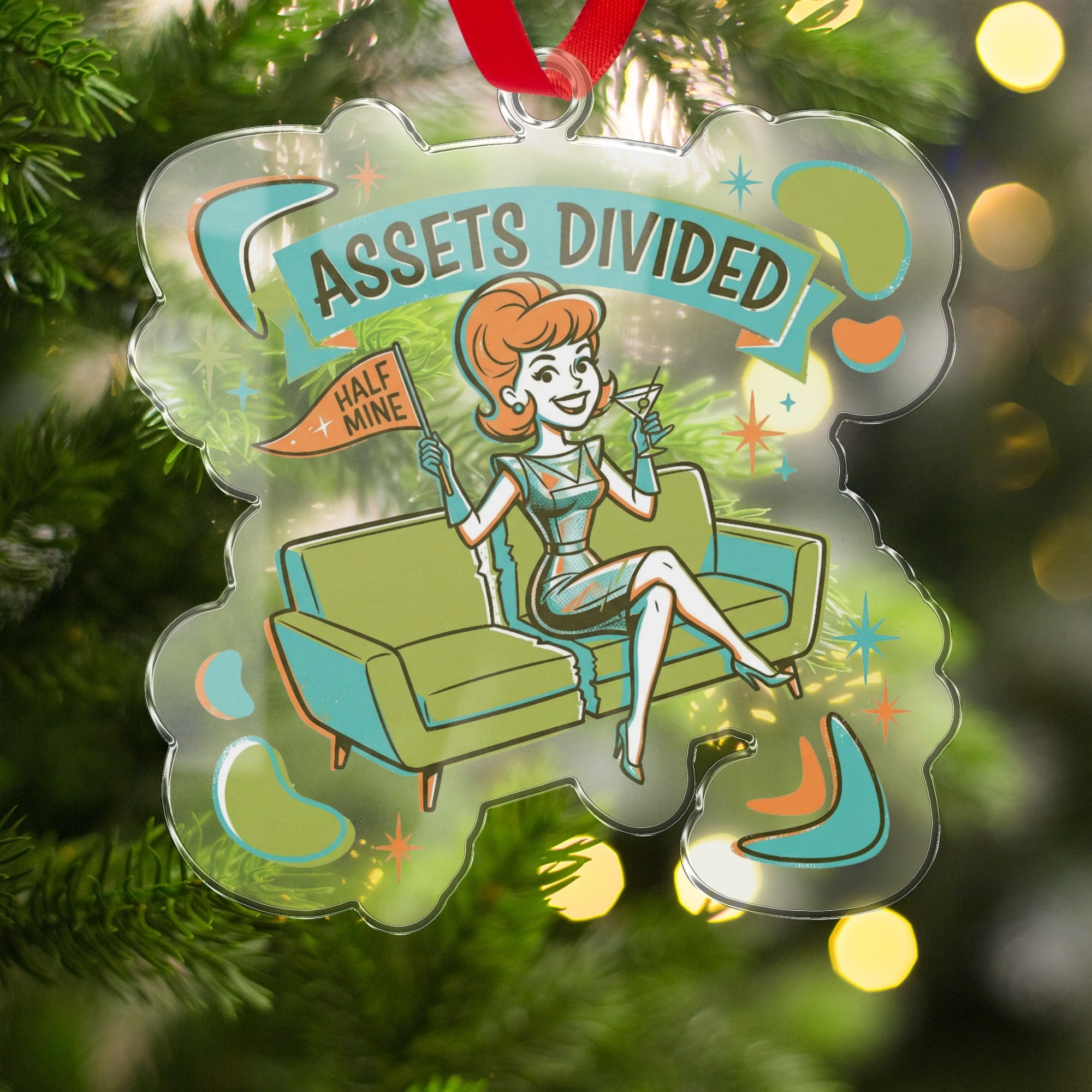 Retro Style Assets Divided Christmas Ornament