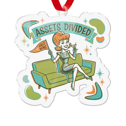Retro Style Divorce Humor Assets Divided Ornament