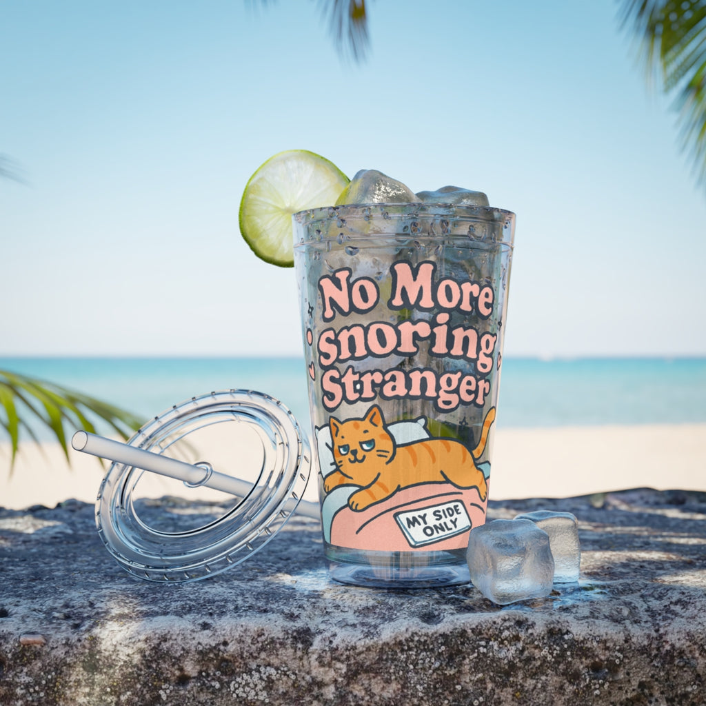 No More Snoring Stranger Funny Cat Design Tumbler