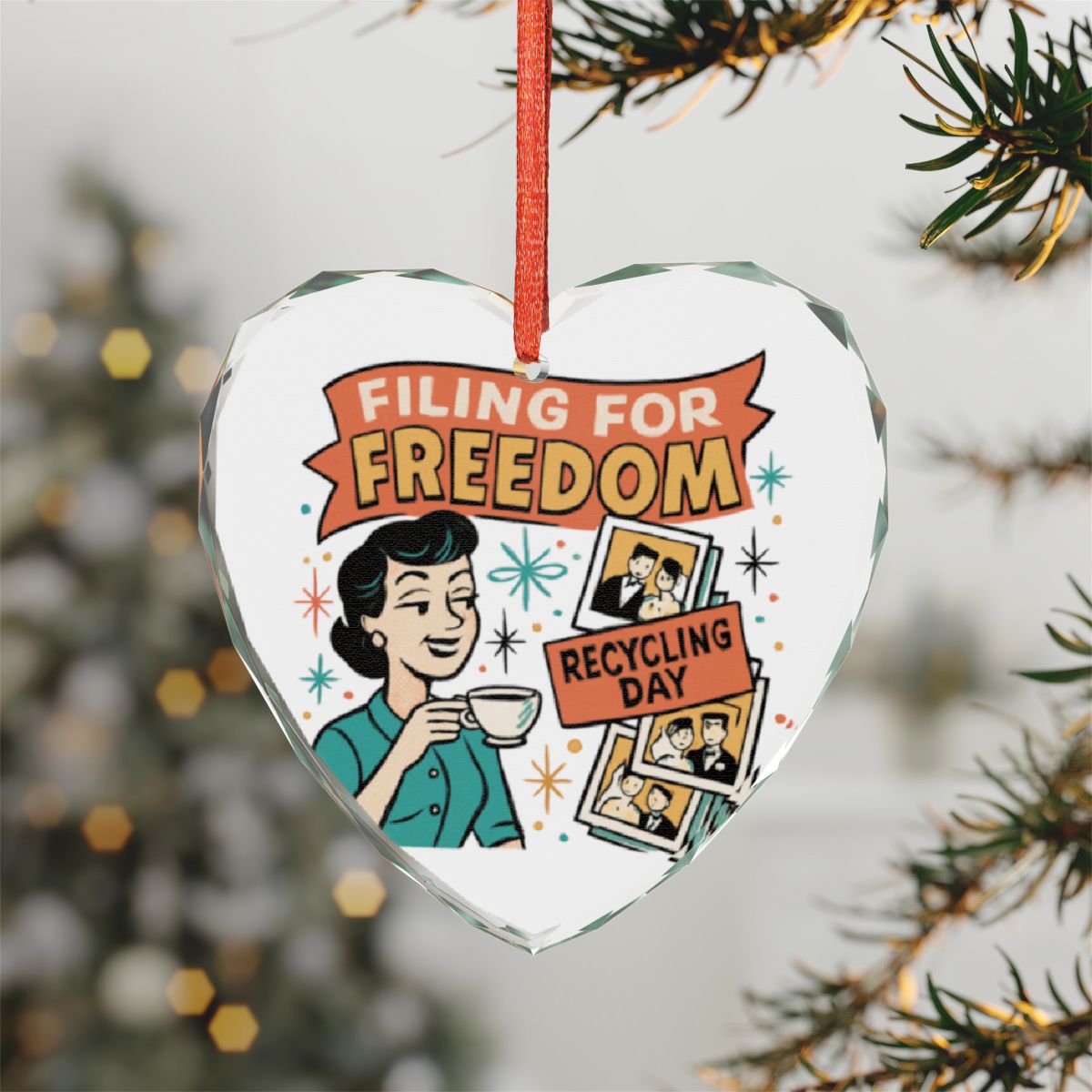 Filing For Freedom Recycling Day Heart Ornament