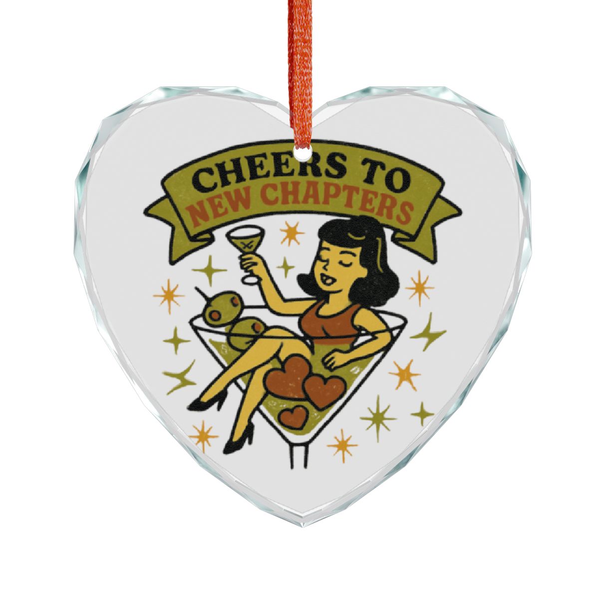 Cheers to New Chapters Heart Shaped Ornament