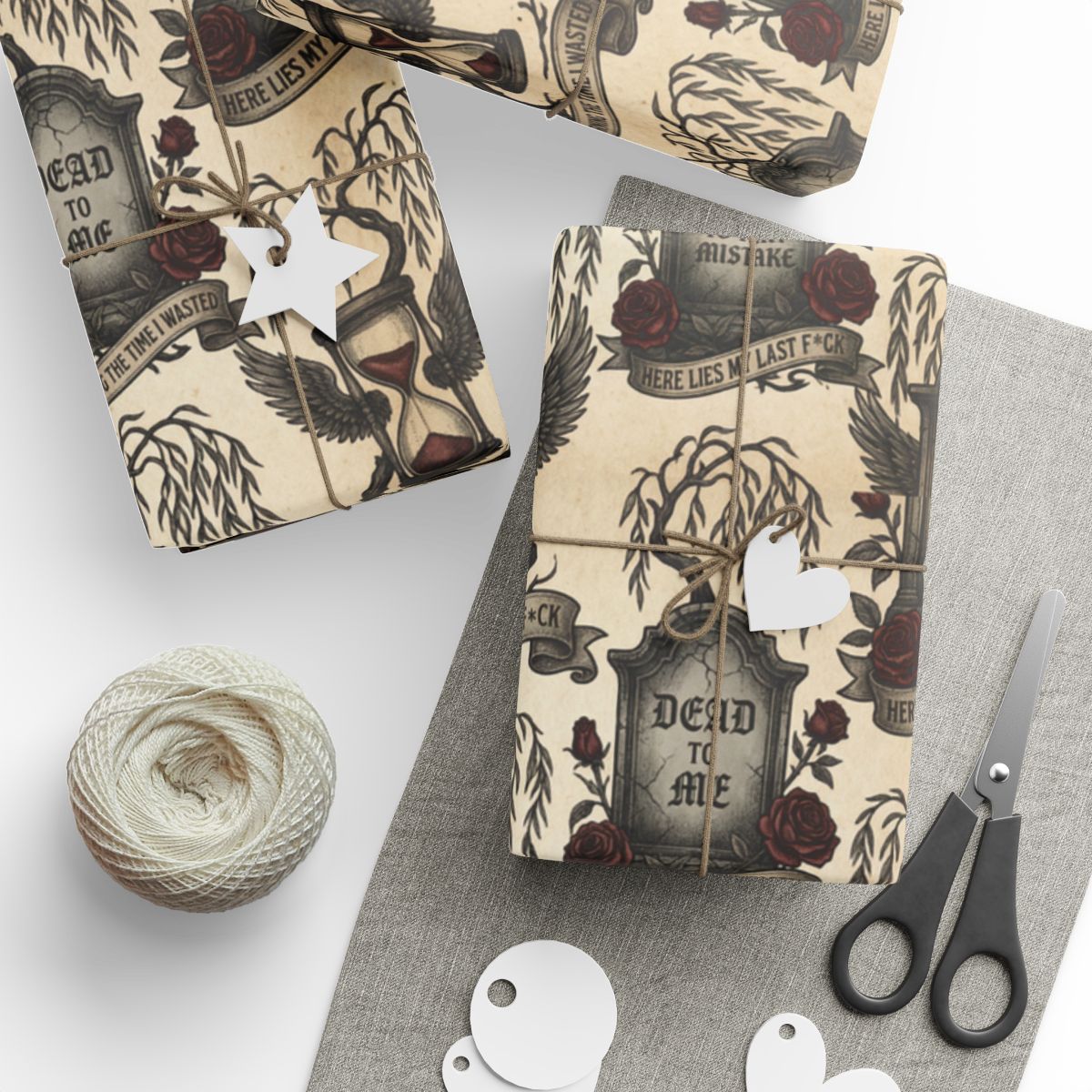 Tattoo-Inspired Vintage Wrapping Paper Design