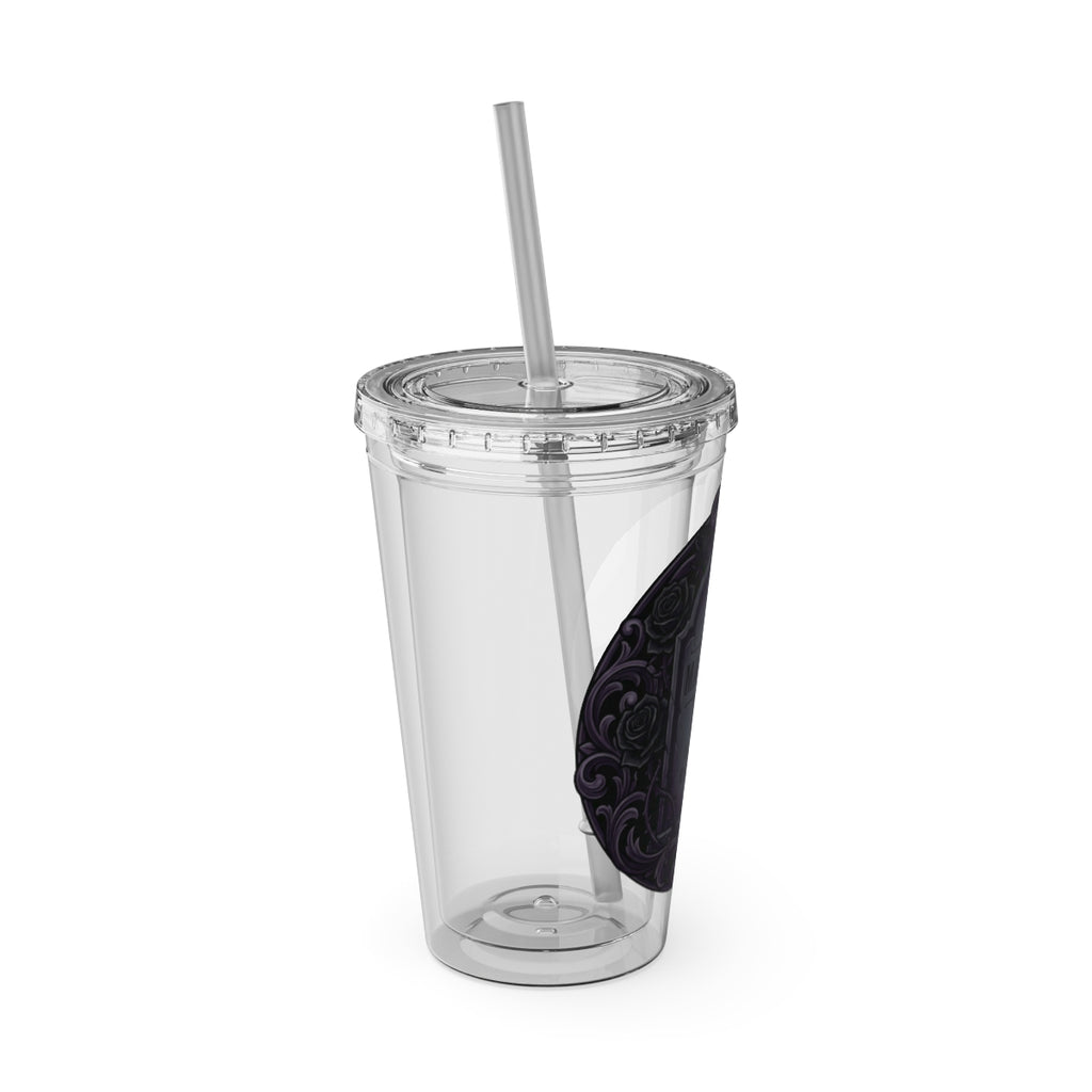 Clear Acrylic Tumbler with Intricate Floral Design