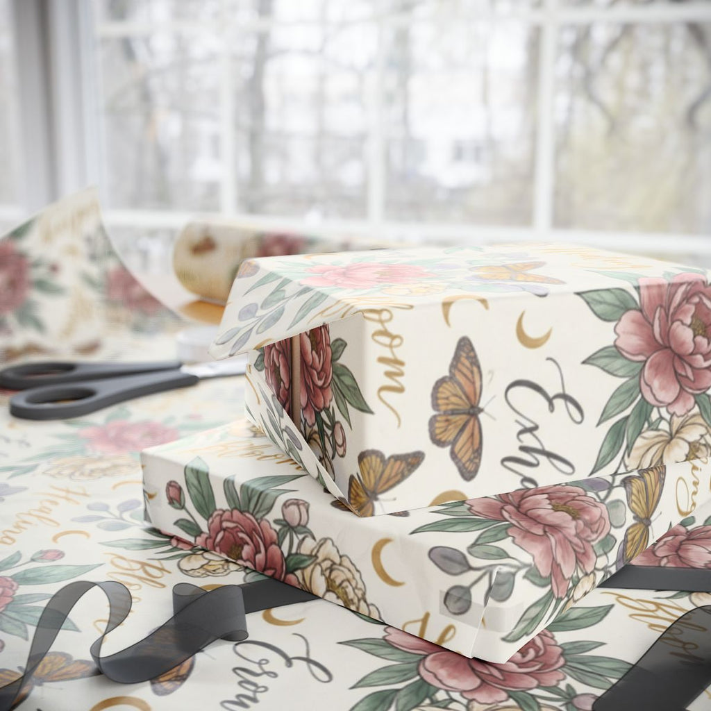 Beautiful Floral and Butterfly Themed Wrapping Paper
