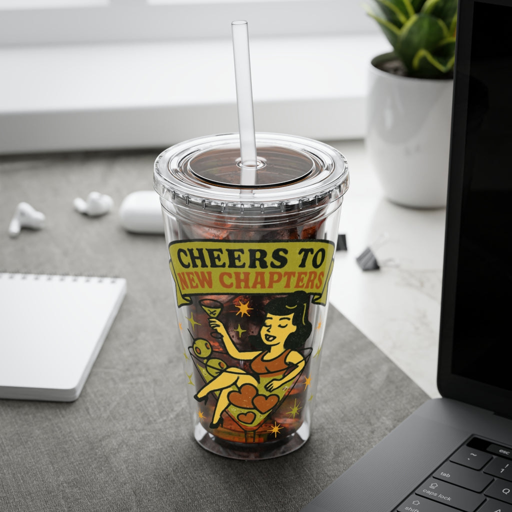 Retro-Inspired Cheers to New Chapters Tumbler