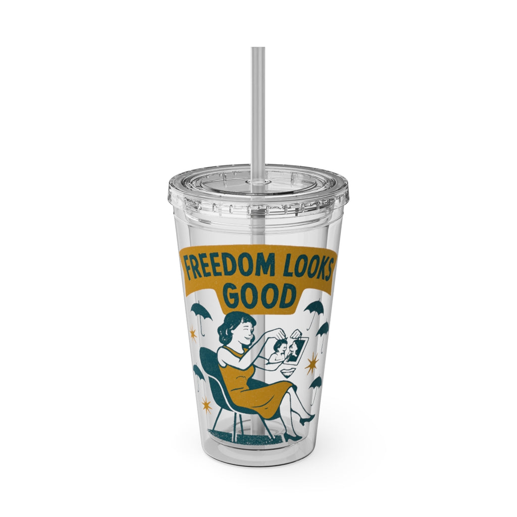 Freedom Looks Good Graphic Tumbler Cup