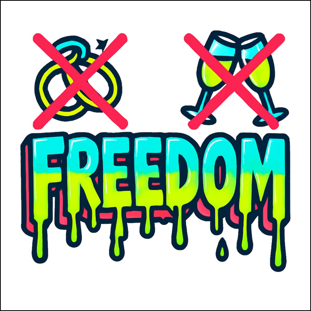 Bright Dripping Freedom Graphic Art Design