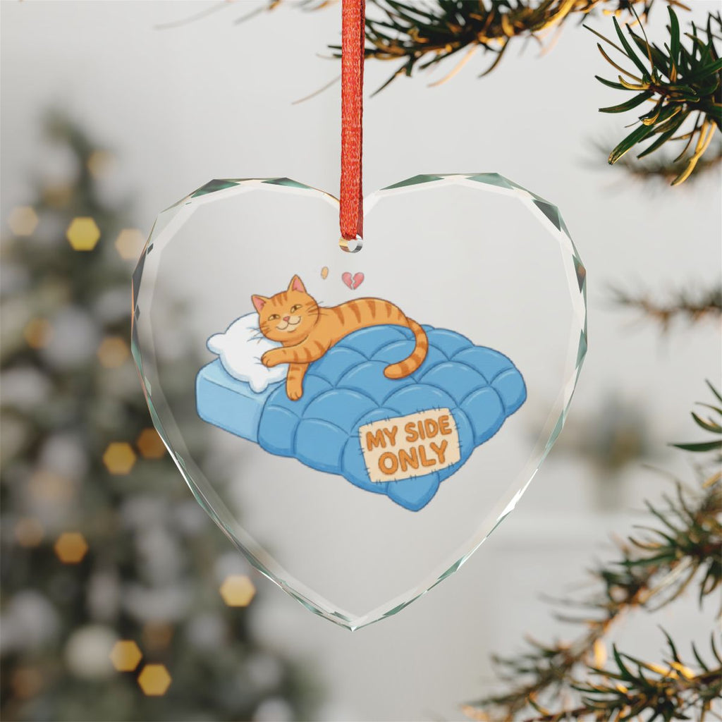 Heart-Shaped Cat Ornament With My Side Only Text