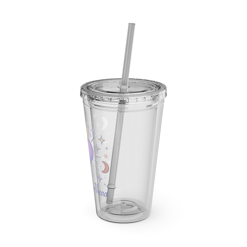 Magical Stars and Moon Design Tumbler with Straw