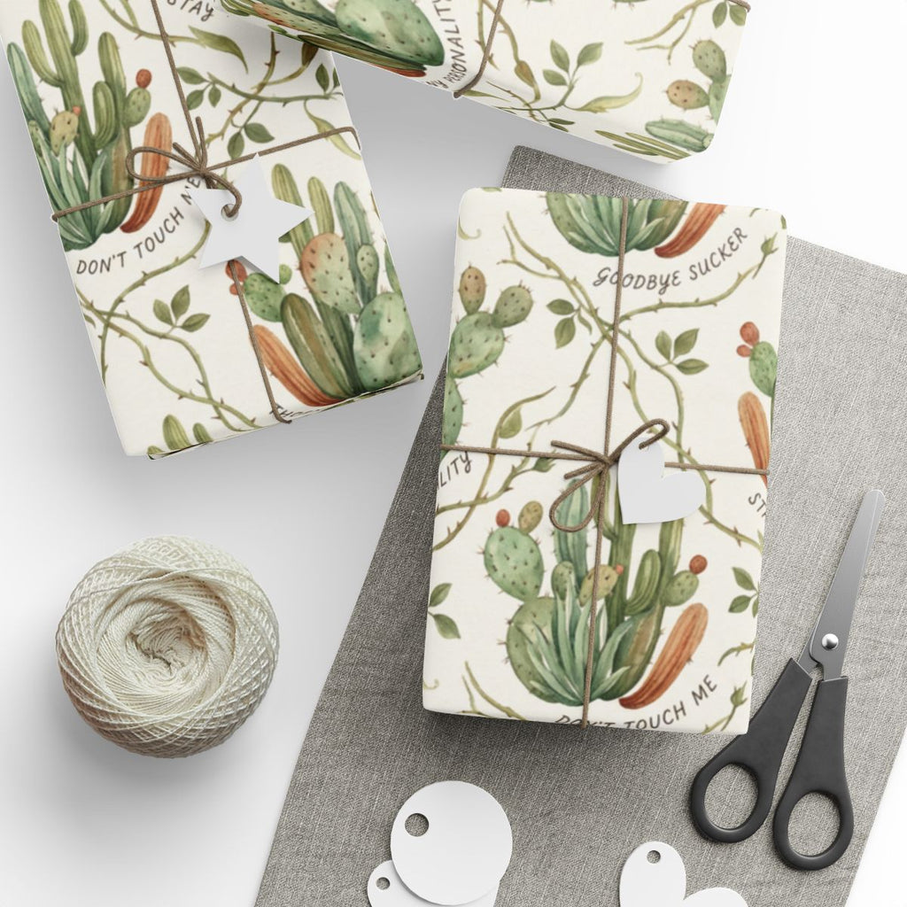 Green Cactus Themed Wrapping Paper For Gifts