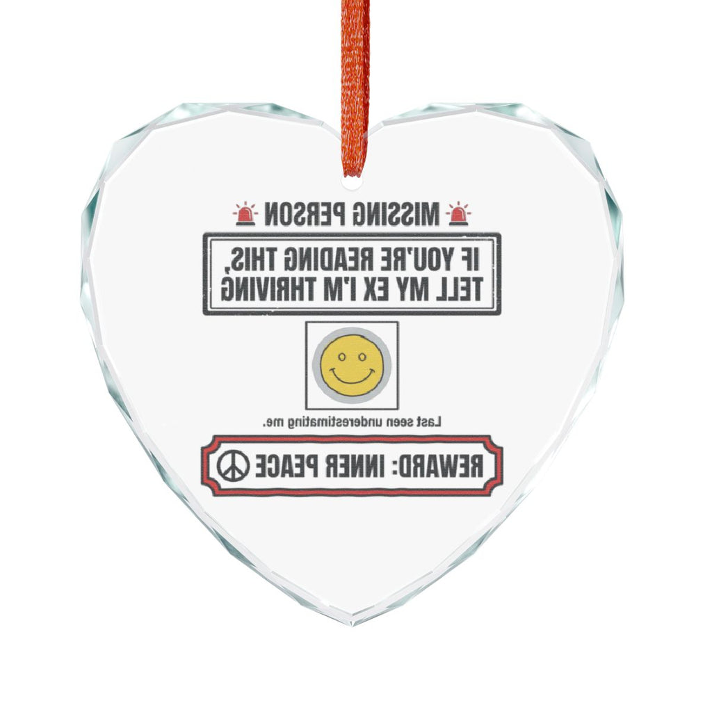 Fun Missing Person Heart Ornament with Funny Message