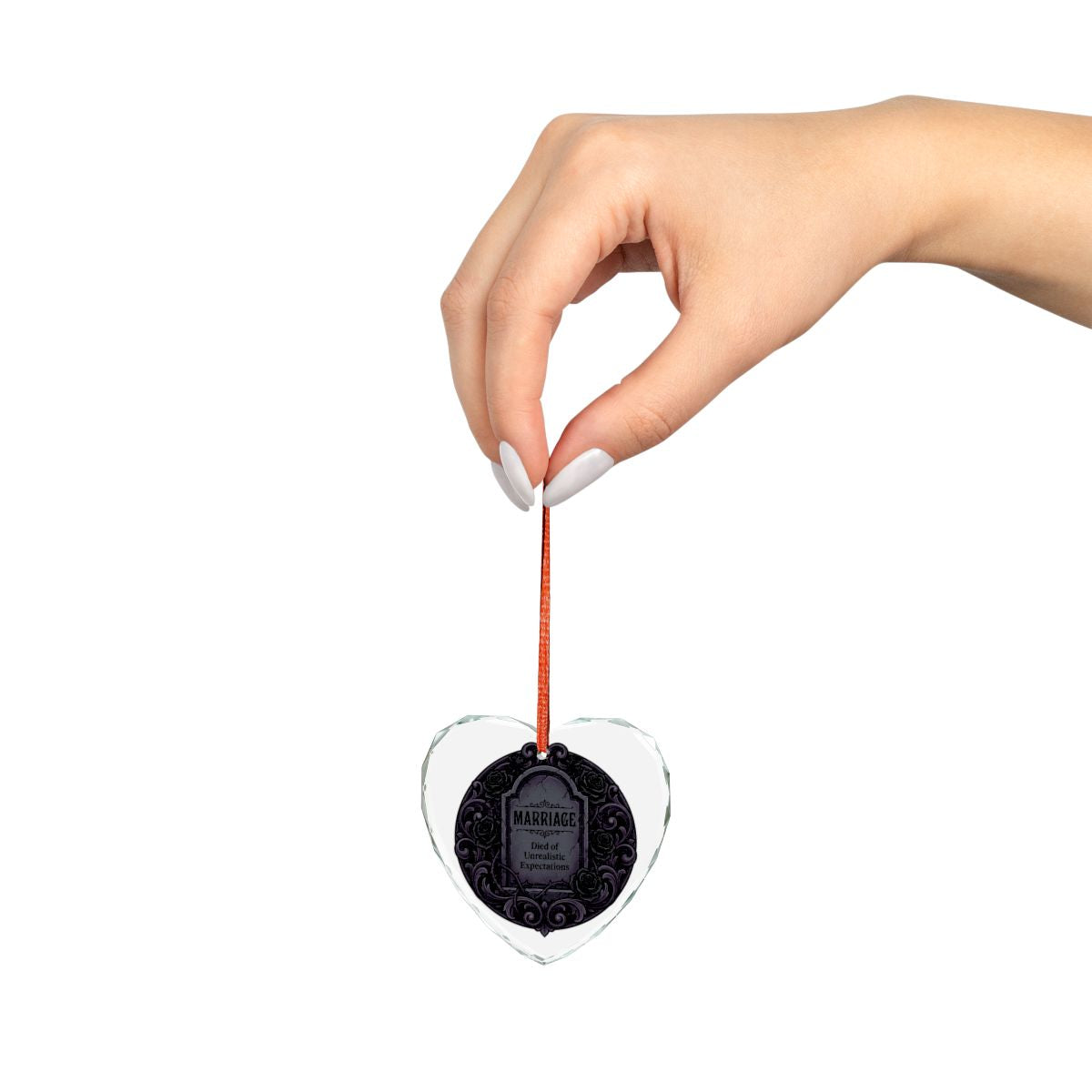 Heart Shaped Hanging Ornament with Hand Holding It