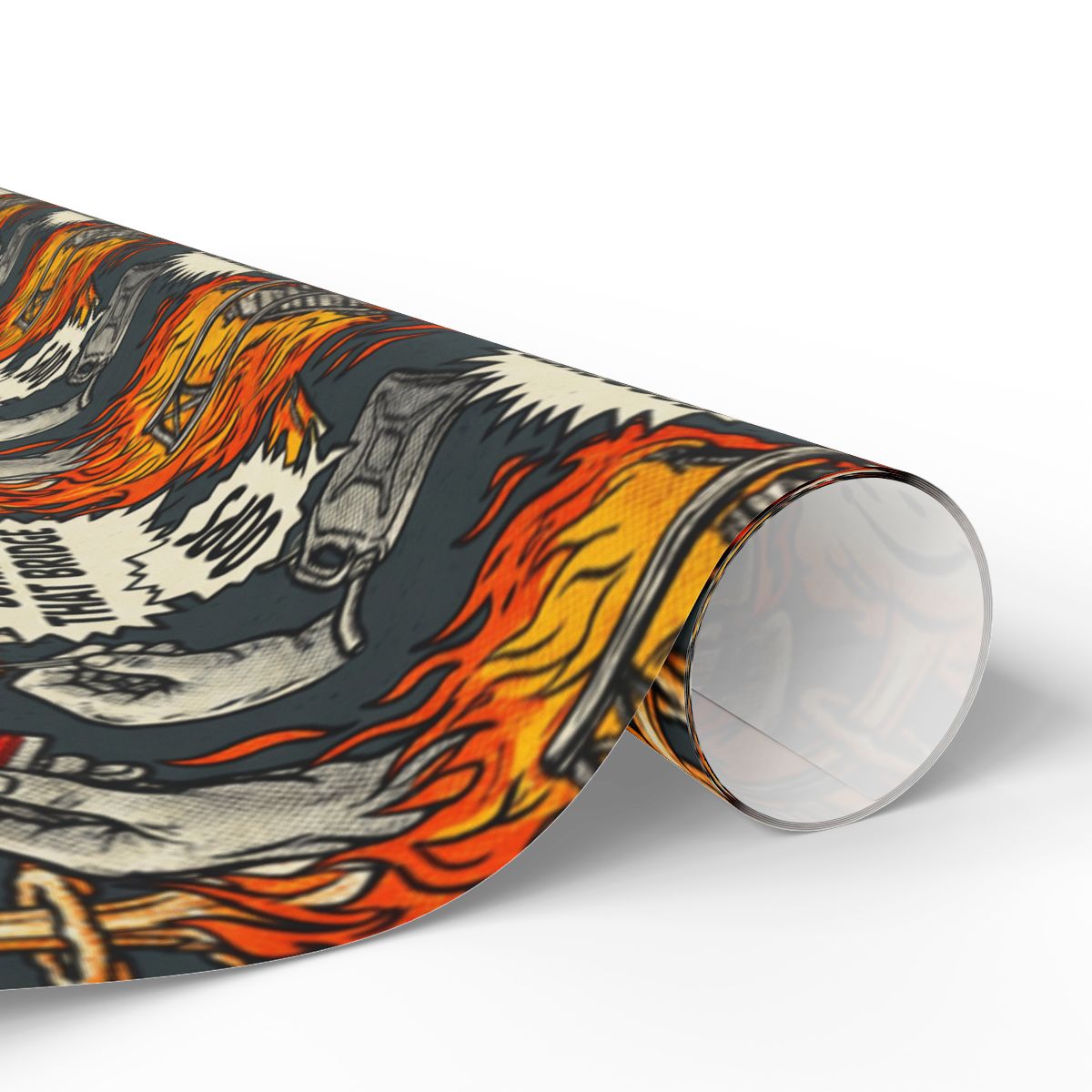 Fire and Skull Print Custom Wrap Artwork Product