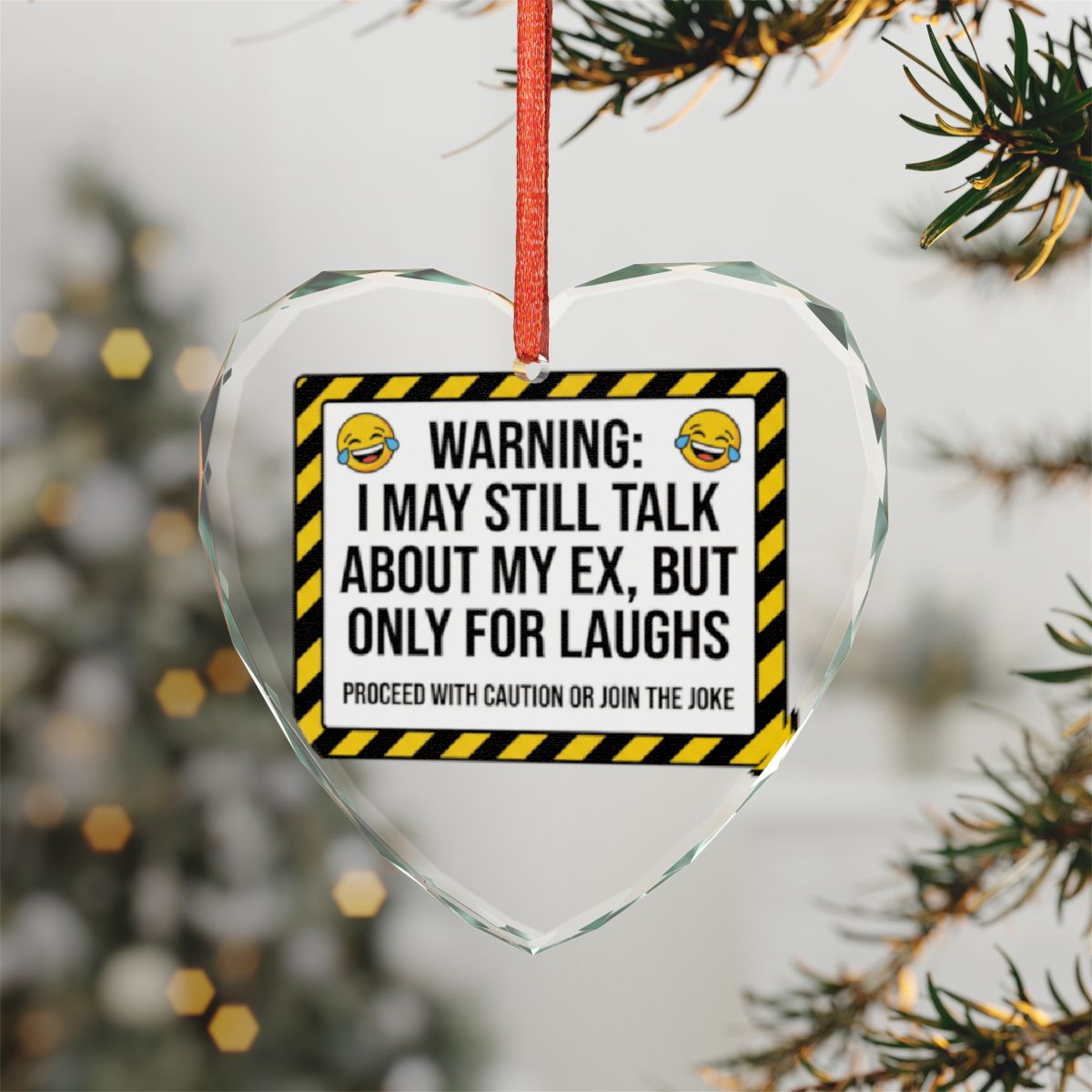 Funny Heart Ornament Warning Talk About Ex Christmas Decor