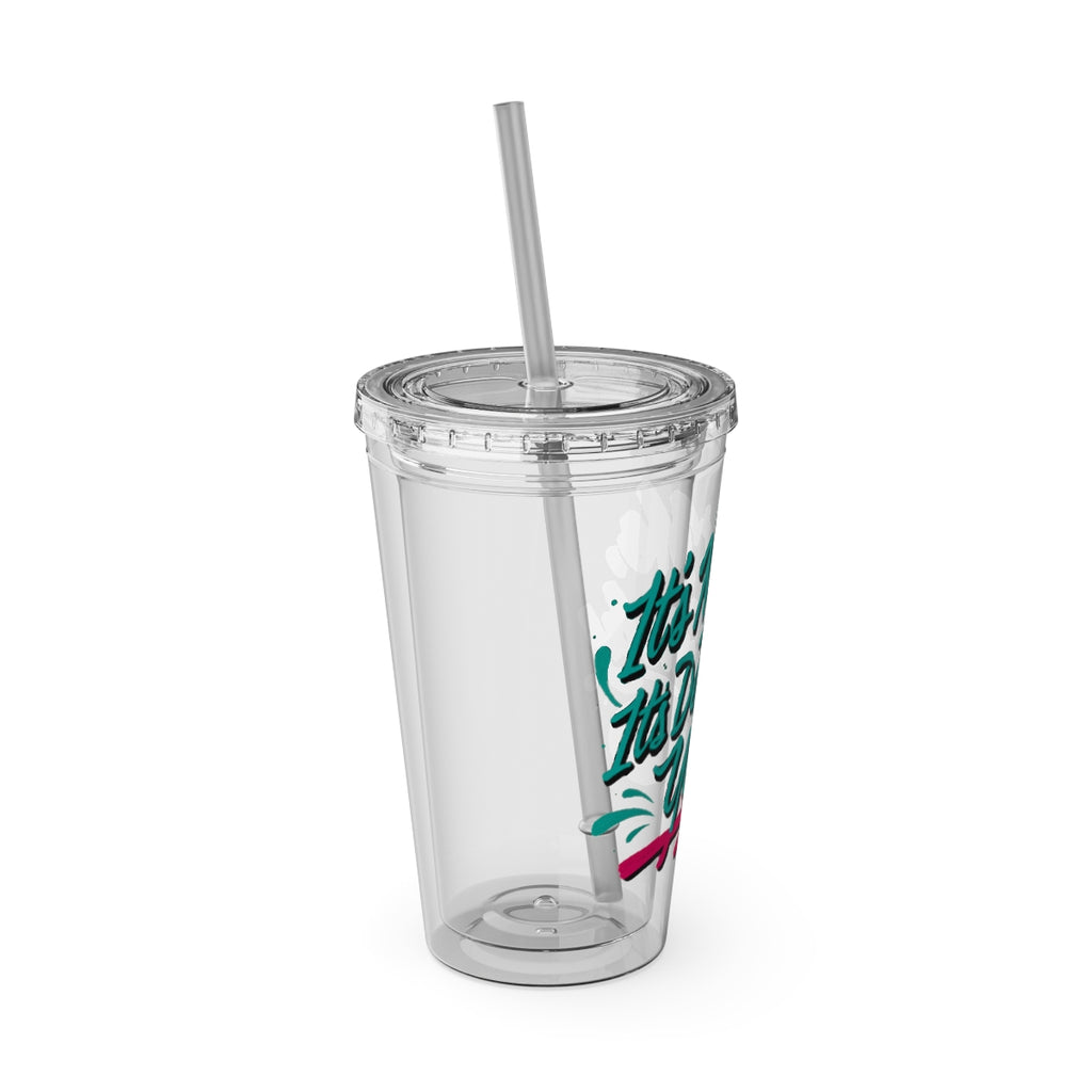 Floral Design Insulated Tumbler with Straw