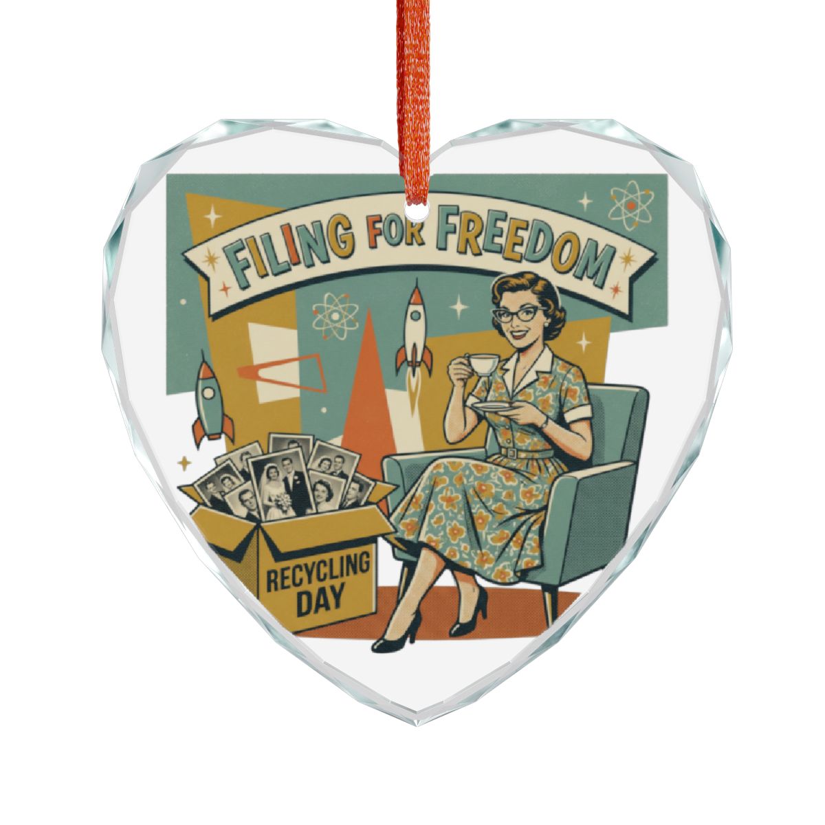 Filing for Freedom Heart Shaped Ornament