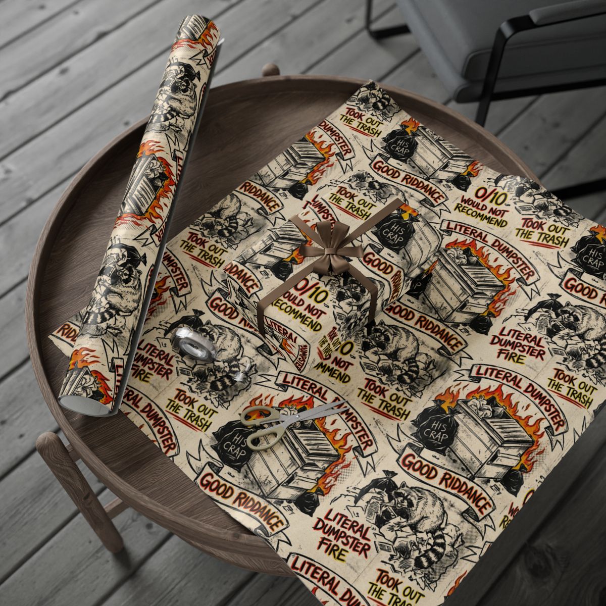 Humorous Disaster Themed Wrapping Paper for Gifts