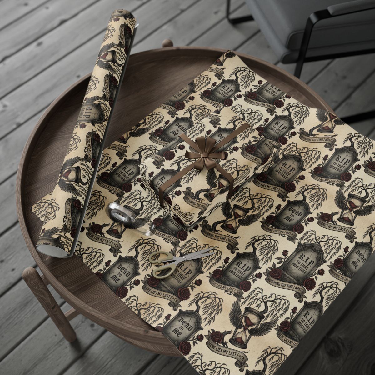 Silhouette Graveyard Pattern Roll Wrapping Paper