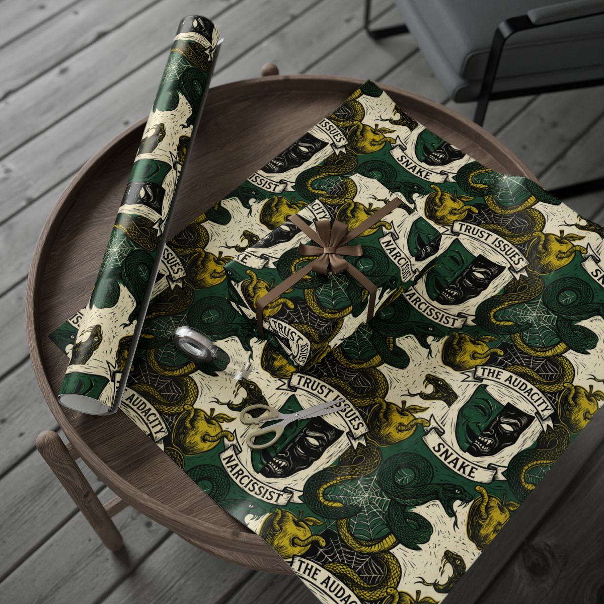 Dark Narcissist and Snake Themed Wrapping Paper
