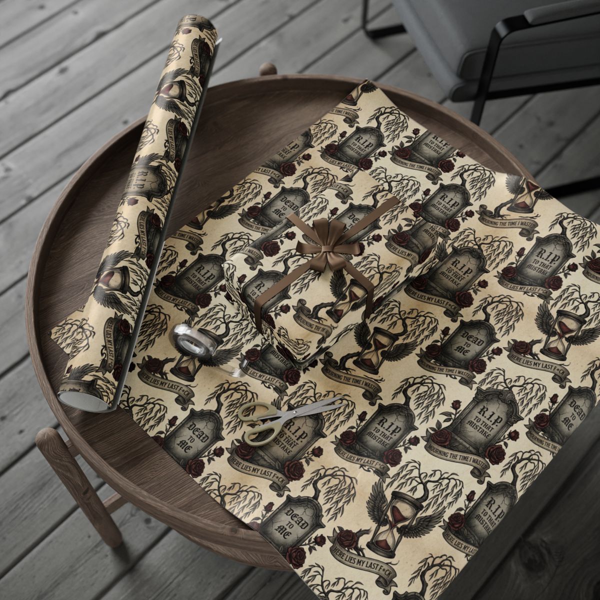 Haunted Graveyard Themed Wrapping Paper for Gifts