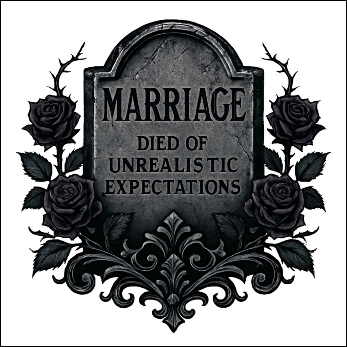 Marriage Died Of Unrealistic Expectations Sign Decor