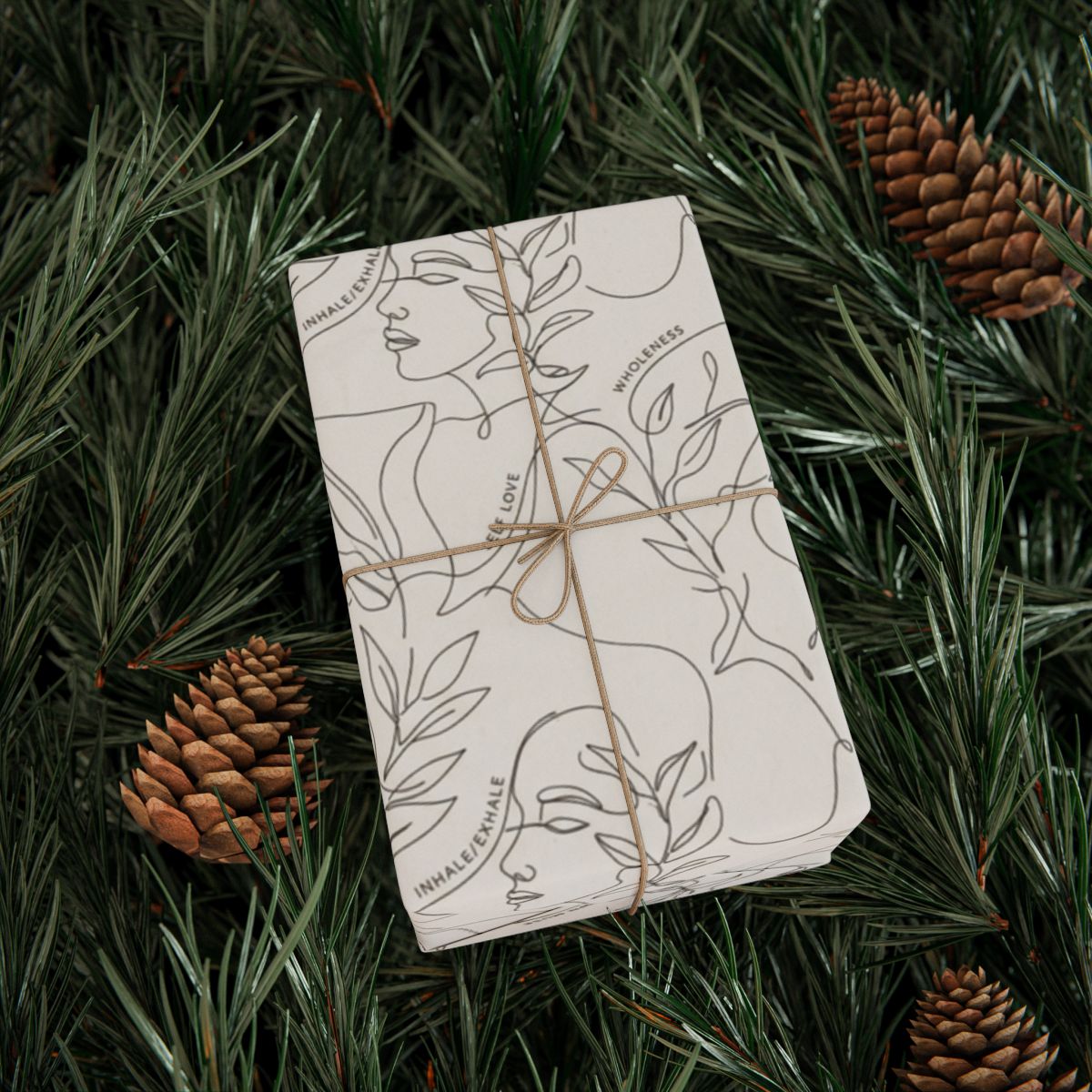 Elegant Holiday Chic Gift Box with Green Pine Decor