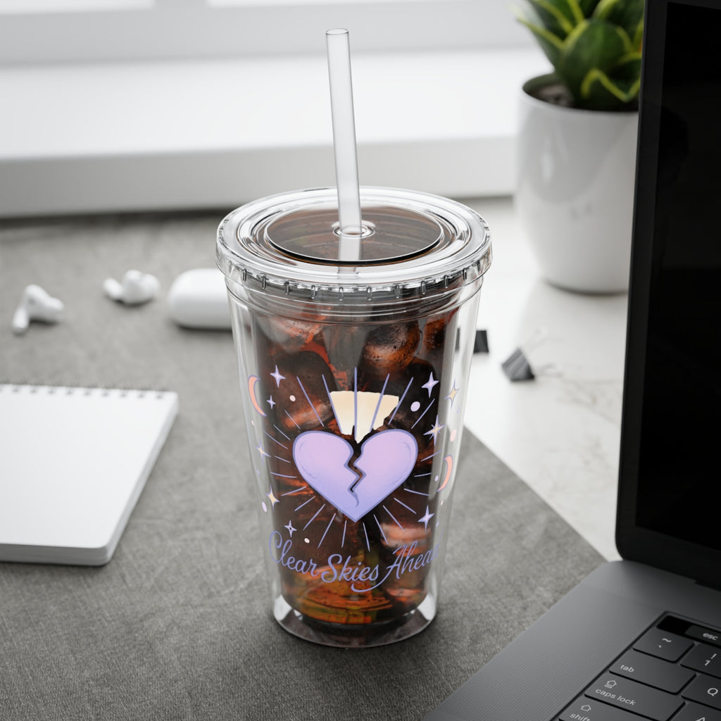 Clear Skies Ahead Heart Design Clear Tumbler