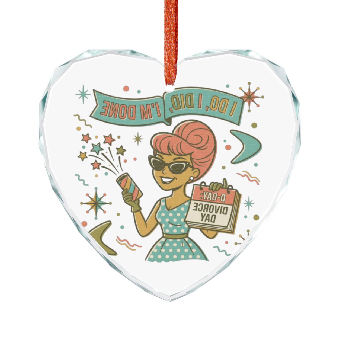 I Do I Did I'm Done Retro Design Heart Ornament
