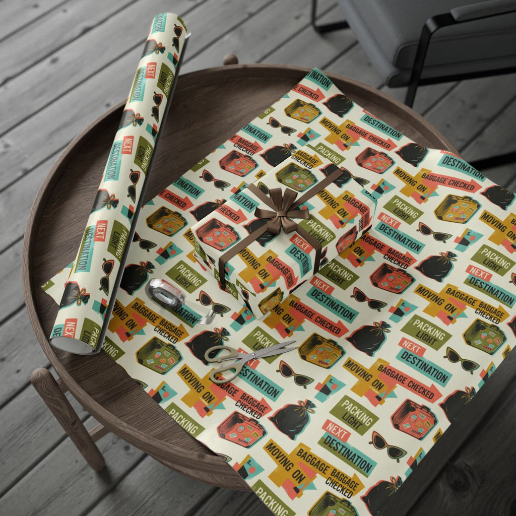 Colorful Travel-themed Gift Wrapping Paper