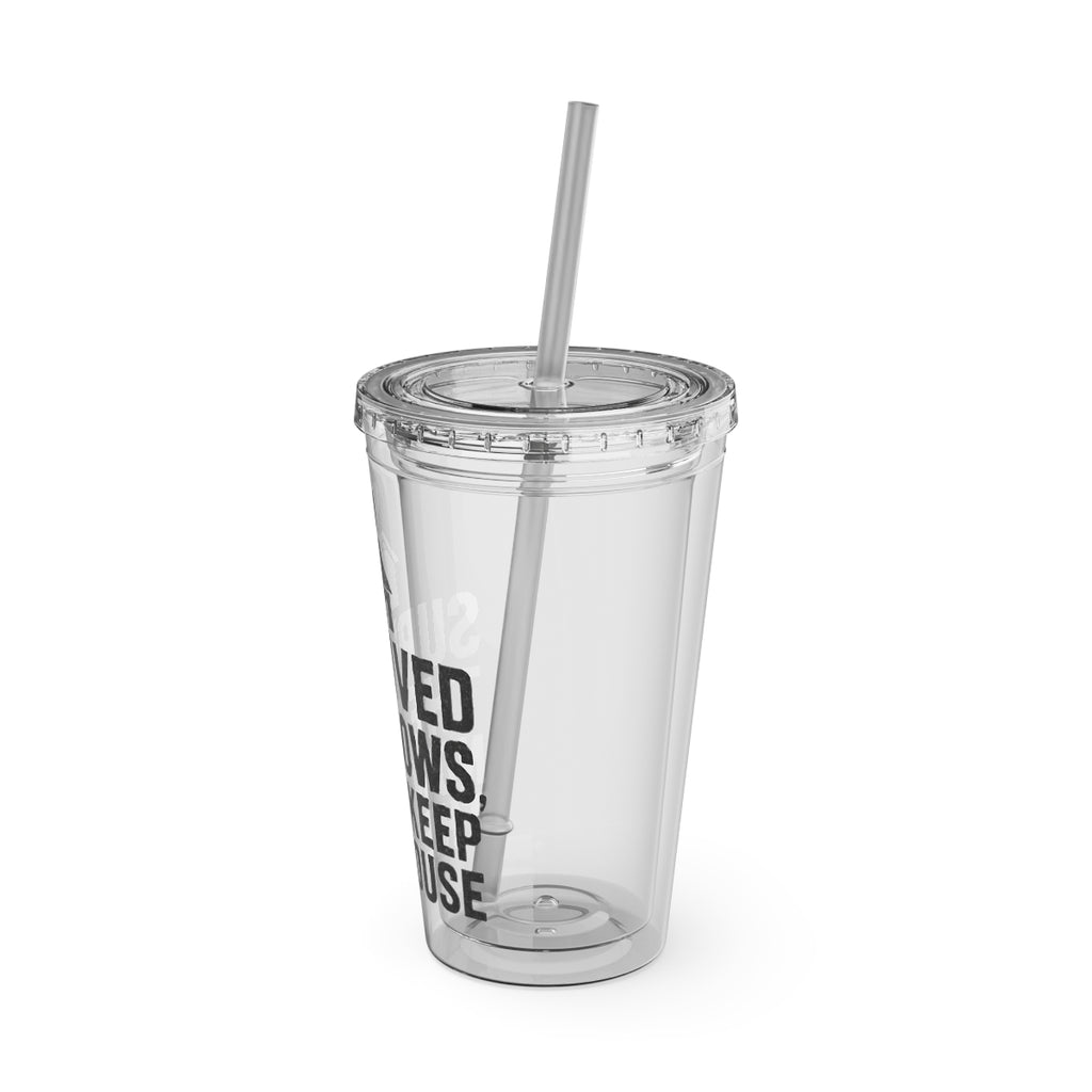 Insulated clear tumbler with lid and straw product