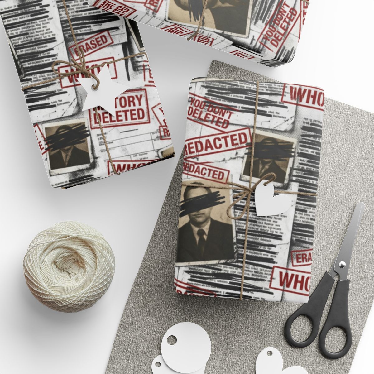 Mystery Redacted Design Gift Wrapping Paper Sheets
