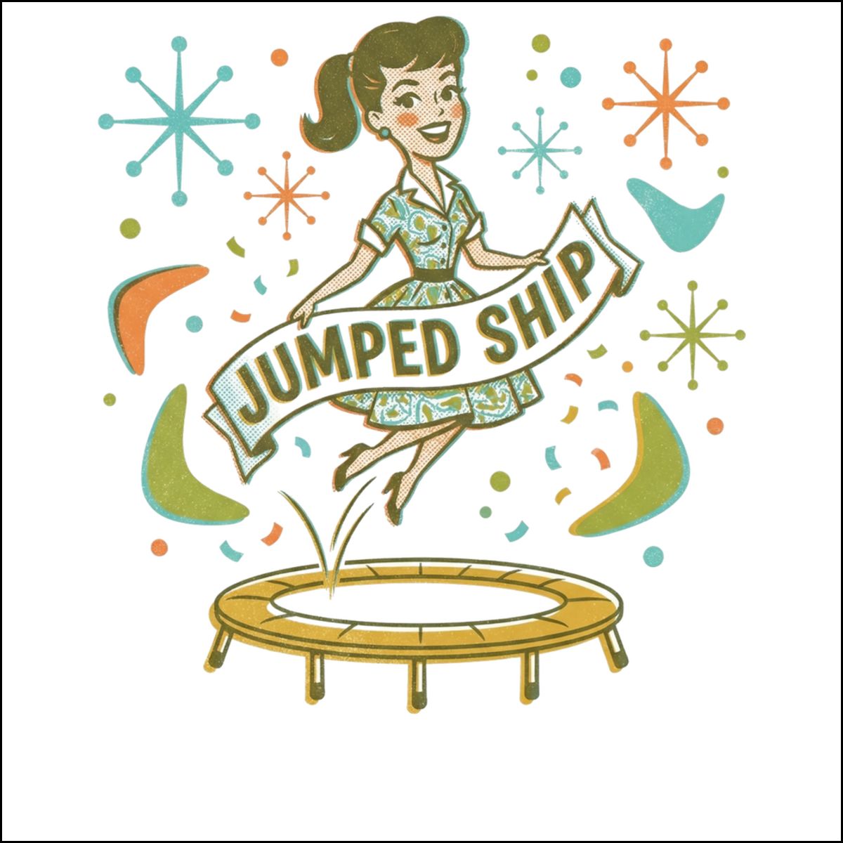 Retro Style Jumped Ship Trampoline Fun Design