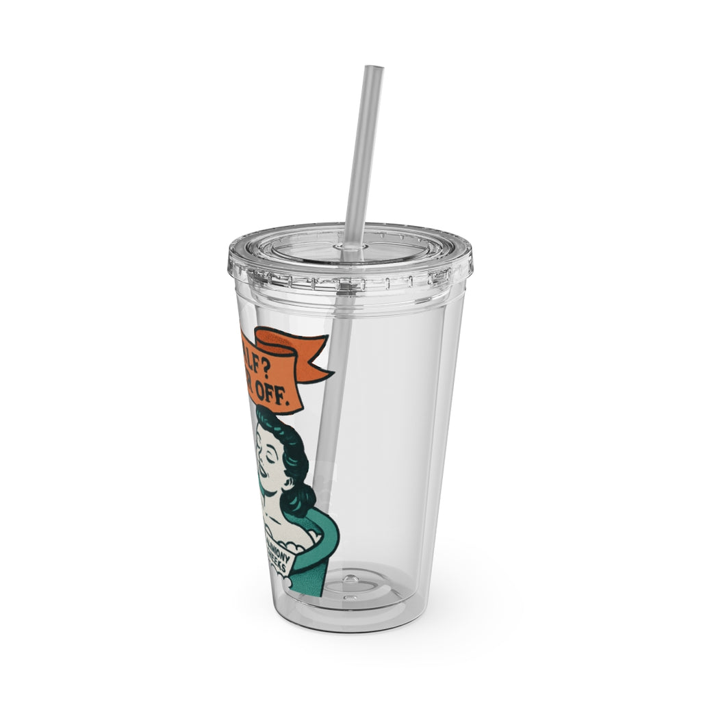 Funny Retro Design Transparent Tumbler with Straw