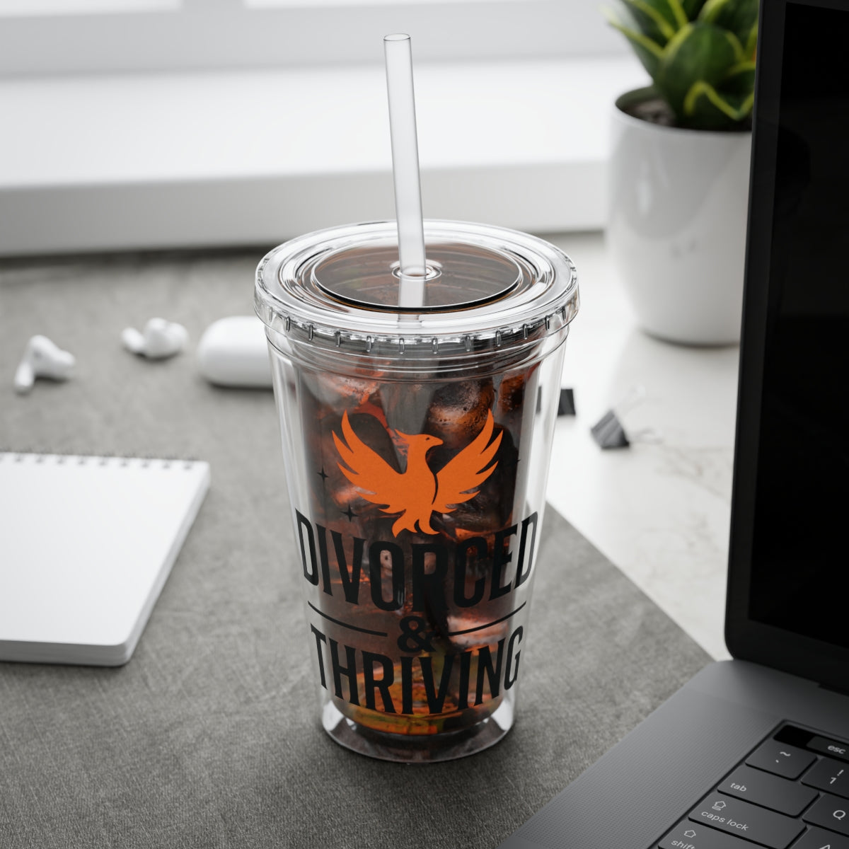 Divorced and Thriving Travel Tumbler with Straw