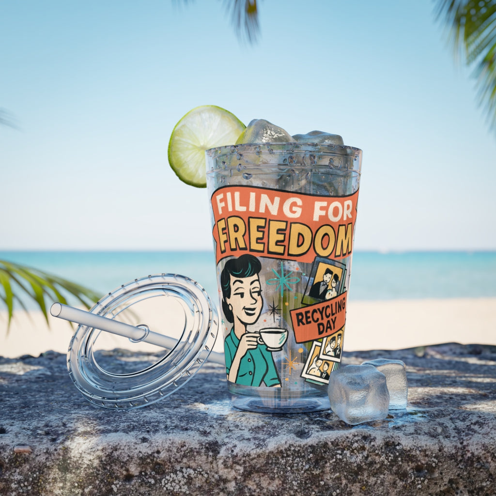 Filing for Freedom Recycling Day themed drinkware