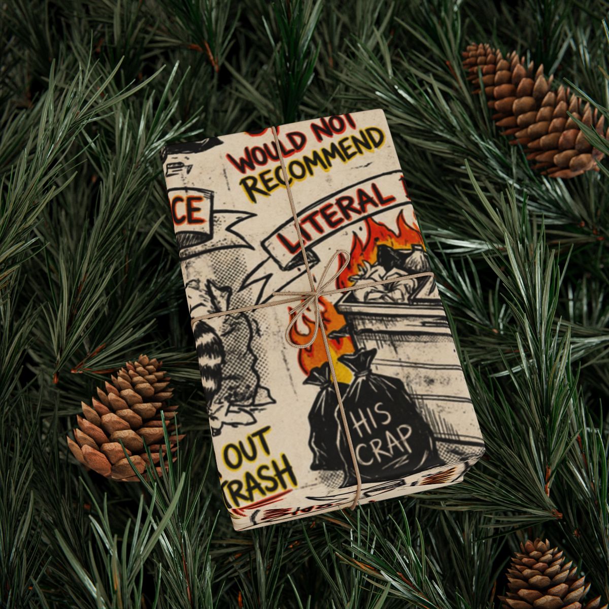 Would Not Recommend Literal Trash Funny Gift Wrap