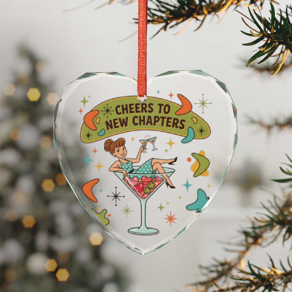 Cheers to New Chapters Heart Shaped Ornament