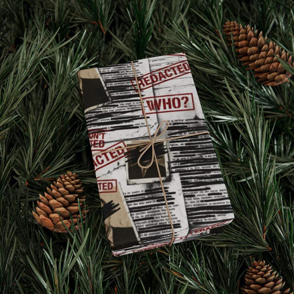 Mysterious Redacted Newspaper Print Wrapped Gift Box