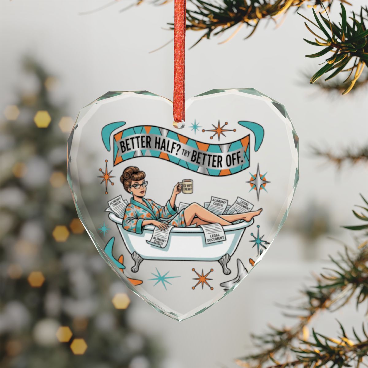 Better Half Better Off Heart Ornament Holiday Decor
