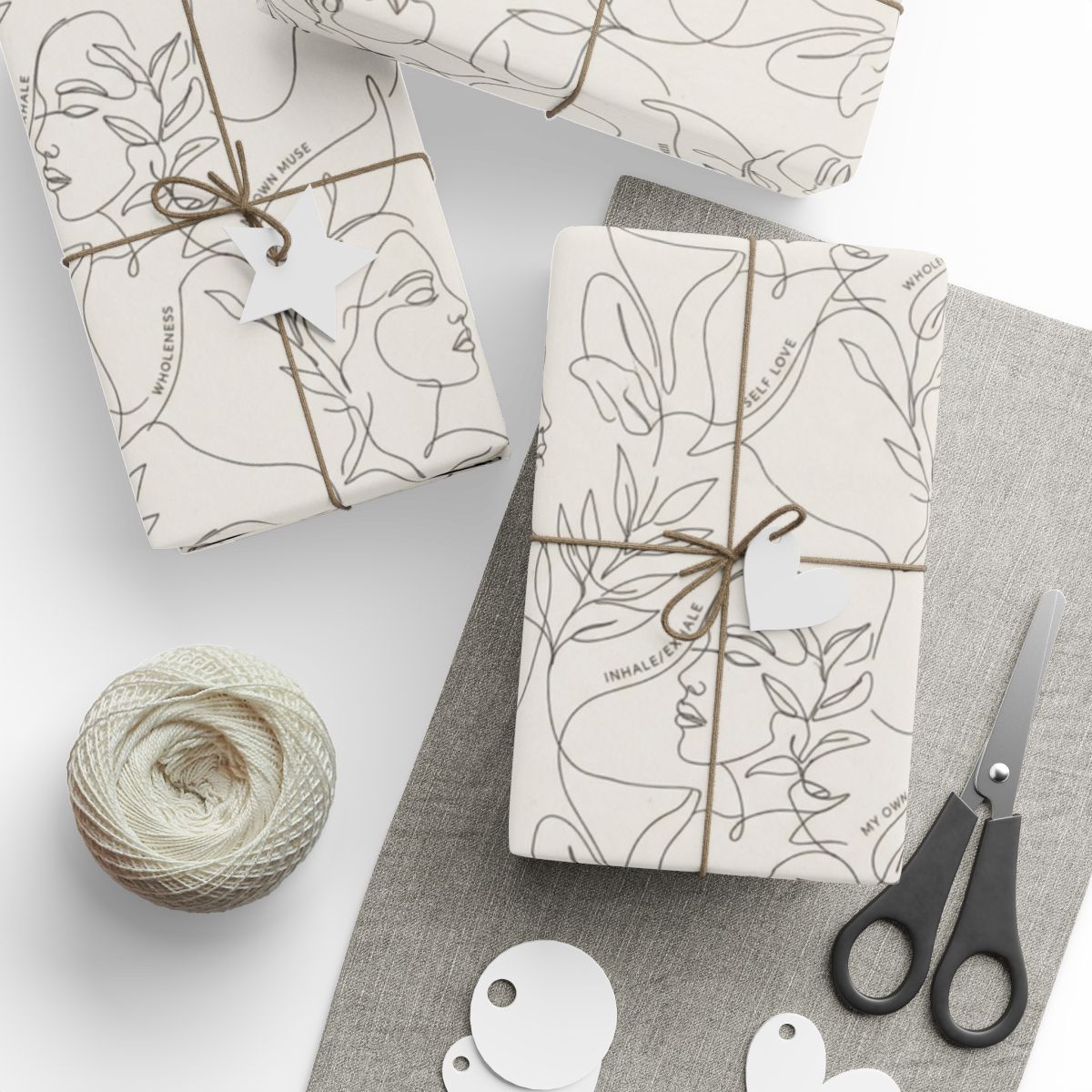 Minimalist Gift Wrap with Line Art Design Wrapping Paper