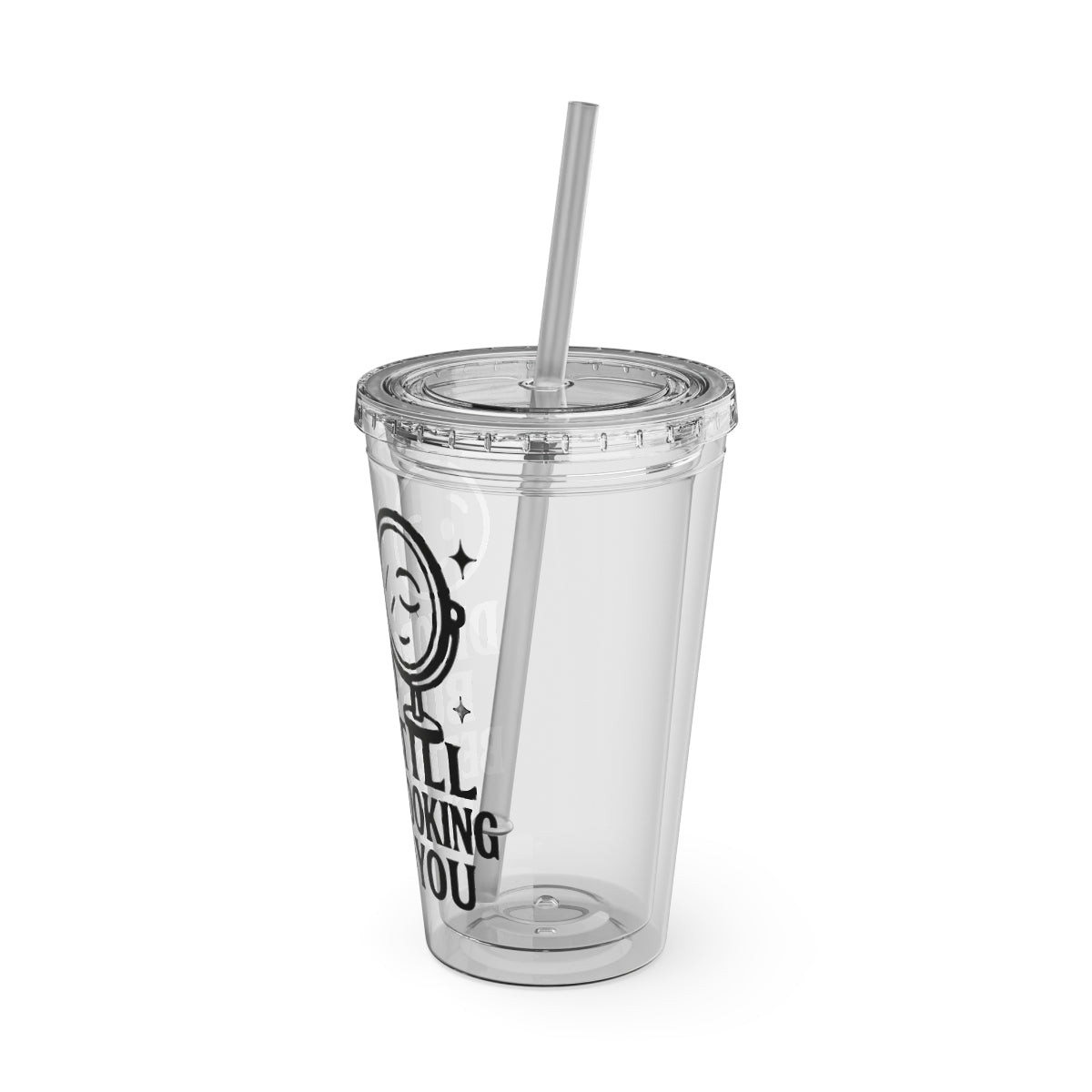 Funny Smile Face Clear Tumbler with Straw for Cold Beverages