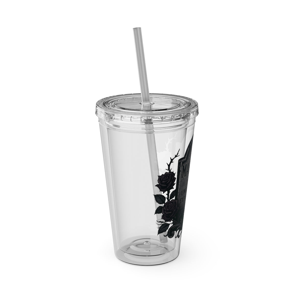 Gothic Roses Printed Design Transparent Tumbler