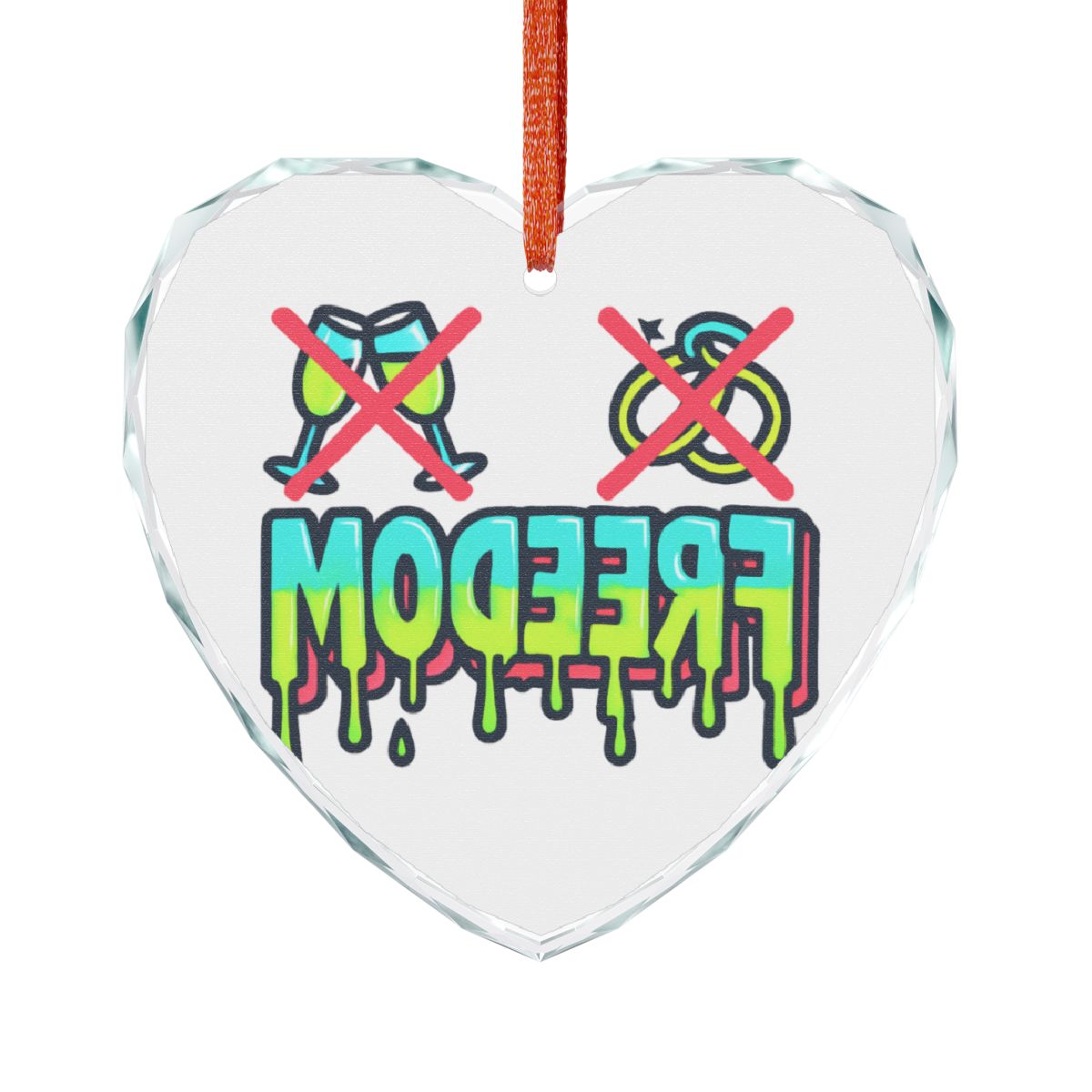 Vibrant Heart Ornament with Unique Freedom Design