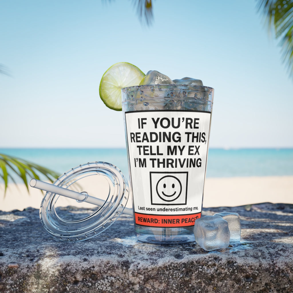 Funny Thriving Quote Tumbler With Lid and Ice Mockup