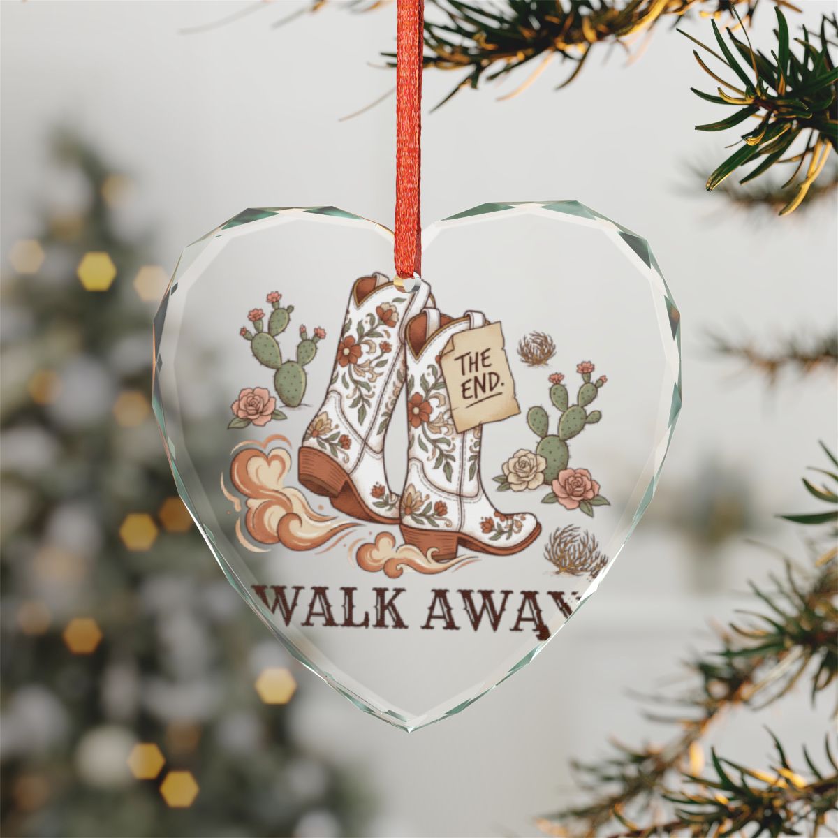 Walk Away The End Heart Shaped Ornament