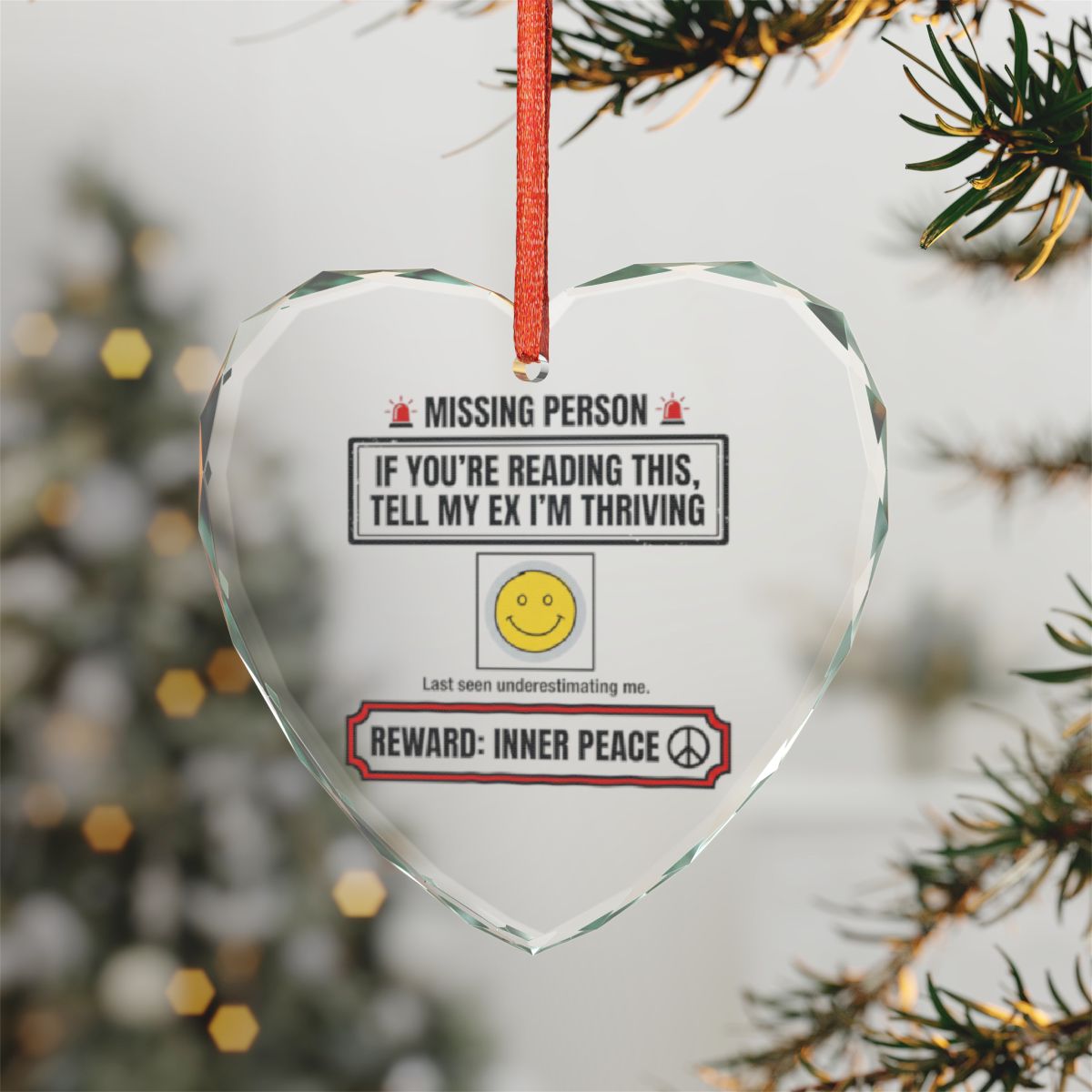 Funny Heart Ornament Missing Person Inner Peace Decor