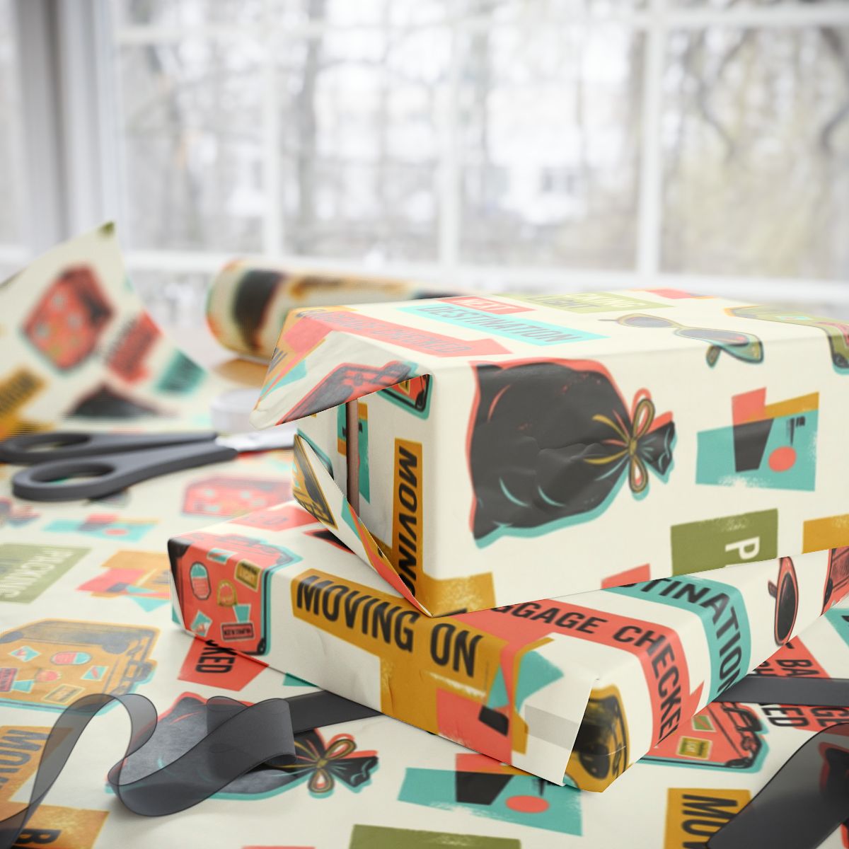 Colorful Moving Themed Wrapping Paper Product
