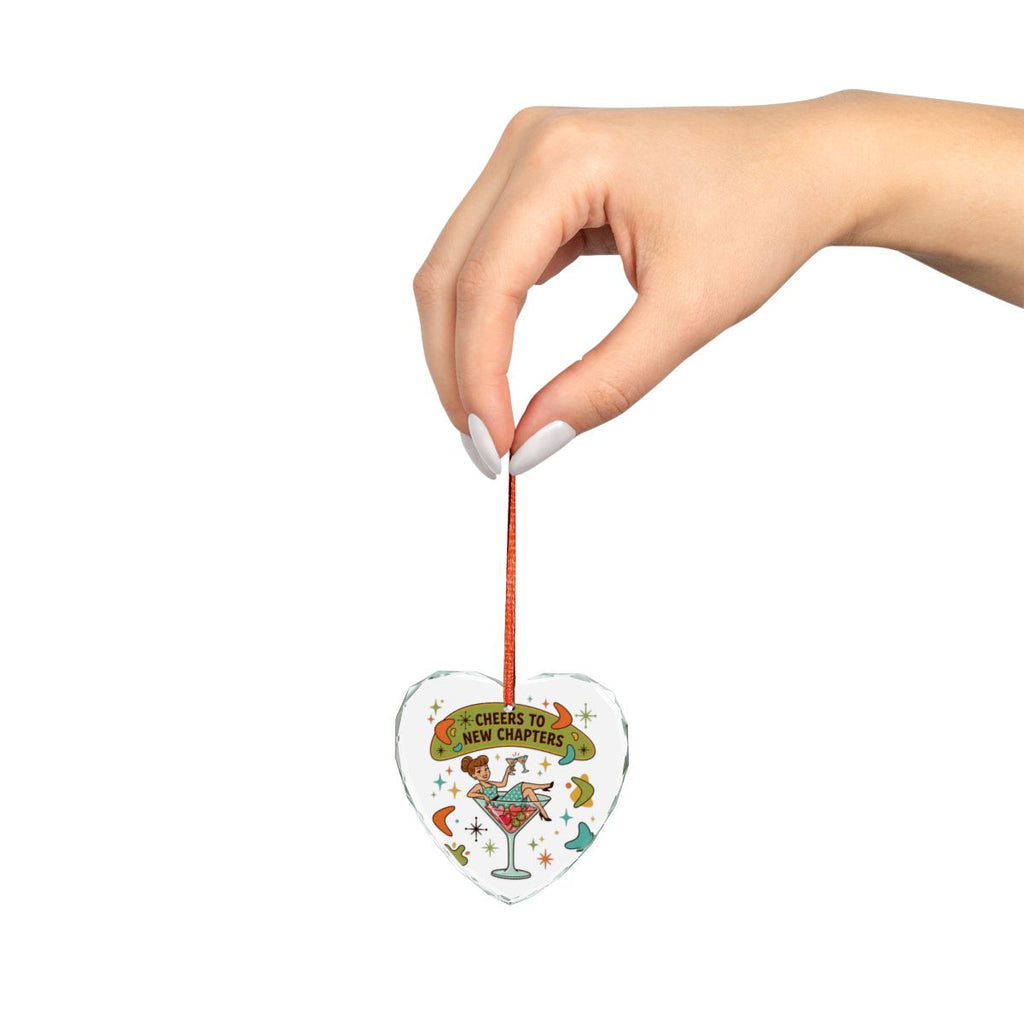 Cheers to New Chapters Heart Shaped Ornament