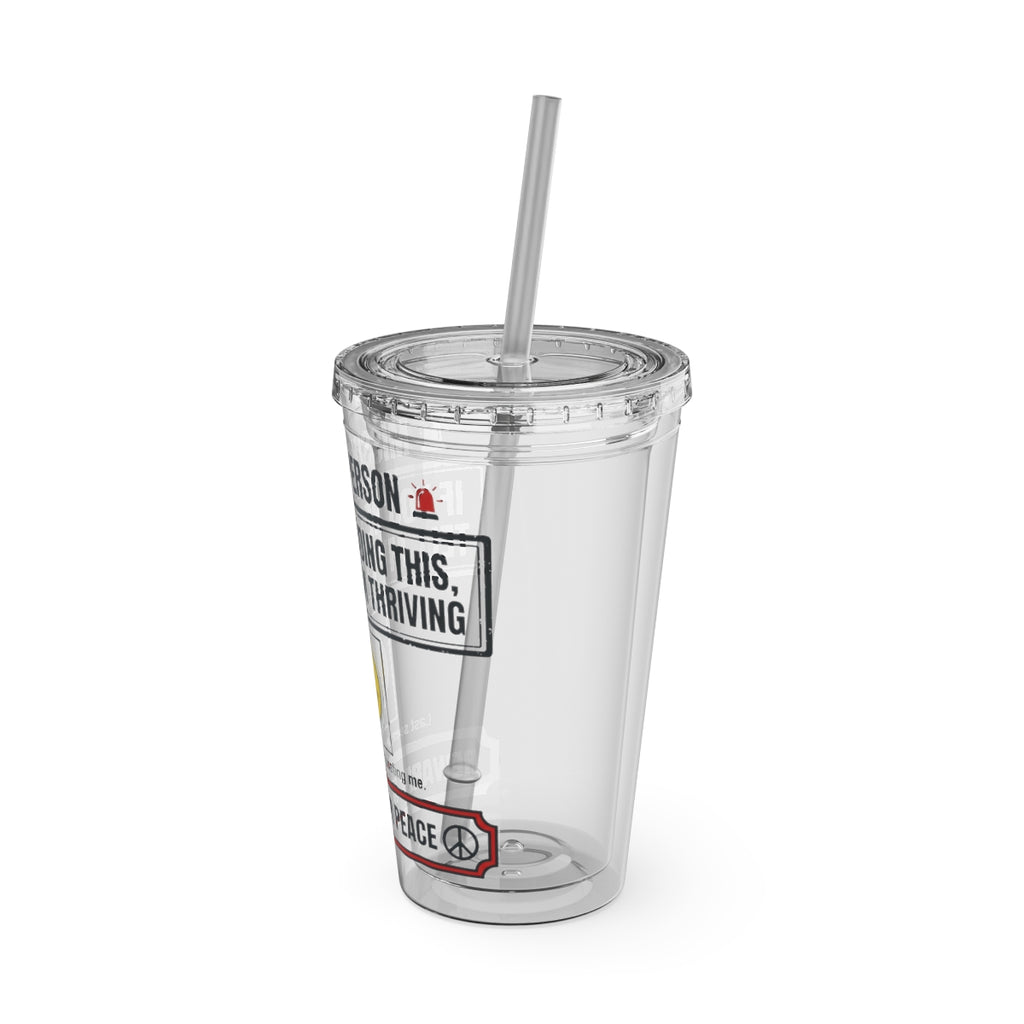 Personalized Clear Tumbler with Straw Motivational Design