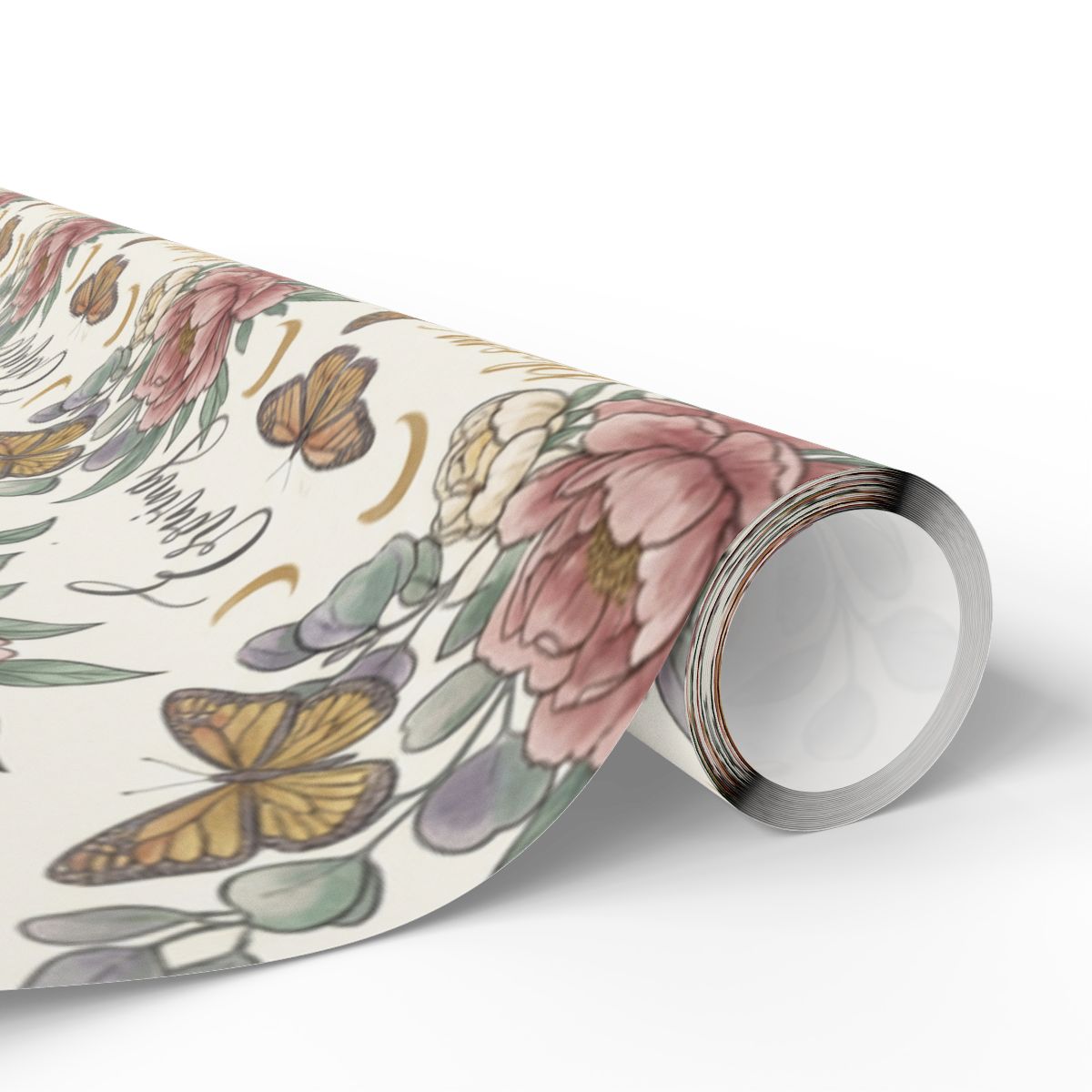 Vibrant Floral and Butterfly Design Wrapping Paper